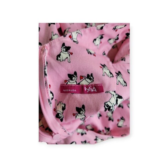 ModCloth Ixia sleeveless pink retro French Bulldog printed summer dress size XS - Picture 5 of 13